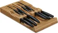 Produktbild: Relaxdays Messerhalter Schublade, für 12 Messer & Wetzstahl, Bambus Messerblock liegend, HBT: 4,5 x 43,5 x 23 cm, natur