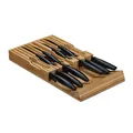 Produktbild: Relaxdays Messerhalter Schublade, für 12 Messer & Wetzstahl, Bambus Messerblock liegend, HBT: 4, 5 x 43, 5 x 23 cm, natur, Braun