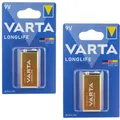 Produktbild: 2 x VARTA Longlife 9V Alkaline 6LP3146