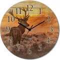 Produktbild: ARTland Holz Wanduhr Funkuhr - schwarzer Zeiger Rotwild Größe: 30x30 cm