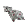 Produktbild: Traumschlaf kuschelig weiche Biber Bettwäsche Wien grau im Blumen Stil aus 100% Baumwolle mit Reißverschluss 155x220 cm + 80x80 cm