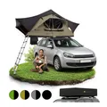 Produktbild: Juskys Autodachzelt Lago 120 x 210 cm - LED-Beleuchtung & Leiter - Schwarz / Khaki