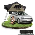 Produktbild: Juskys Autodachzelt Lago 120 x 210 cm - UV-Schutz & Wasserdicht - Matratze & LED-Beleuchtung - Camping & Outdoor - Teleskopleiter - Schwarz/Khaki