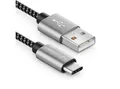 Produktbild: deleyCON 1m USB-C Kabel Nylon Ladekabel Datenkabel USB Typ C Handy Smartphone USB-Kabel
