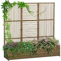 Produktbild: Outsunny Hochbeet mit Rankgitter in Rattan-Optik Pflanzkasten mit Rankhilfe für Kletterpflanzen Blumenkasten Blumenbeet Pflanzkübel Rankkasten für Garten, Balkon, 103 x 103 x 29 cm Sand