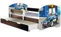 Produktbild: ACMA Kinderbett Jugendbett mit Einer Schublade und Matratze Wenge mit Rausfallschutz Lattenrost II 140x70 160x80 180x80 (38 Polizei, 140x70 + Bettkasten)