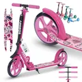 Produktbild: Arebos Cityroller Tretroller Pink Scooter höhenverstellbar | klappbar | inkl. Traggurt | XXL Räder | Tritt-Bremse | für Kinder und Erwachsene | bis 100kg belastbar | Kickroller | Kickscooter