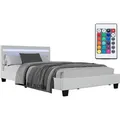 Produktbild: Juskys Polsterbett Paris 120 x 200 cm mit LED, Lattenrost & Kunstleder Weiß - Weiß