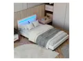 Produktbild: Juskys Polsterbett Paris 120 x 200 cm – Bett mit LED-Beleuchtung, Lattenrost & Kopfteil - Weiß