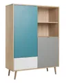 Produktbild: Highboard Kommode Anrichte Schrank Eiche Skandinavisch Schublade mehrfarbig