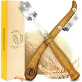 Produktbild: KRUSTENZAUBER Bäckermesser 2er Set [inkl. 20 Rasierklingen] - Teigmesser Set für gerade und geschwungene Schnitte - Ideale Brotklinge, Bäckerkli...