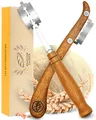 Produktbild: KRUSTENZAUBER Bäckermesser 2er Set zum präzisen Einschneiden von Brot-Teig | Gerade und geschwungene Muster, Teigmesser und Bäckerklinge mit 20 Klingen als Brot Backen Zubehör für Sauerteig & Brotteig
