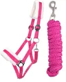 Produktbild: ARBO-INOX Halfter-Set Starter mit Kunstfell Halfter und Führstrick (Pony, Fuchsia)