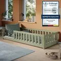 Produktbild: Kinderbett Bodenbett 80x160 cm mit Rausfallschutz & Lattenrost Montessori Bett Gitterbett Kinder Jugendbett Einzelbett | Olivgrün weitere Größen... - Grün