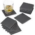 Produktbild: 16x Getränkeuntersetzer Schiefer im Set, quadratisch 10x10 cm, pflegeleichte Untersetzer, für Gläser, grau