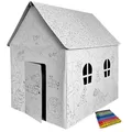 Produktbild: Spielhaus aus Pappe Malhaus Pappspielhaus zum Bemalen und Dekorieren inklusive Stifte Haus Spielzeug Karton 106x84x110cm (Tiere)