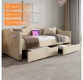 Produktbild: XDeer Polsterbett Polsterbett, Daybett Schlafsofa Stauraumbetten Bettgestell mit, mit USB Type C Ladefunktion und 2 Schubladen 90x200cm