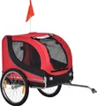 Produktbild: PawHut Hundeanhänger Fahrradanhänger Hundetransporter Hunde Fahrrad Anhänger Rot+Schwarz 130 x 73 x 90 cm