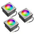 Produktbild: ledscom.de 3x LED Pflasterstein NEOLUM für außen, IP67, eckig, 10 x10cm, inkl. GX53 RGB Leuchtmittel, 670lm, Smart Home