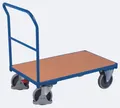 Produktbild: Schäfer Shop Select Schiebebügelwagen, Stahl/MDF-Platte, Enzianblau/Buche-Dekor, L 1230 x B 800 mm, mit Querstrebe, TPE-Rollen mit EasySTOP, bis 500 kg 121310