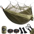 Produktbild: NATUREFUN Ultraleichte Moskito Netz Camping Hängematte 300kg Tragfähigkeit,(275 x 140 cm) Atmungsaktiv, schnell trocknende Fallschirm Nylon Enthalten 2 x Premium Karabinerhaken 4 x Nylonschlingen
