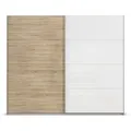 Produktbild: RAUCH ORANGE Quadra Schwebetürenschrank mit Glaselementen (Classic-Zubehör, Korpus:Eiche, Glas:Weiß, 271 x 230 cm)