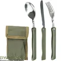 Produktbild: MILITÄR KLAPPBESTECK 3-TEILIG MIT TASCHE ARMY ESSBESTECK OUTDOOR CAMPING BESTECK