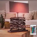 Produktbild: Etc-shop - Schreib Tisch Lampe Dimmbar Fernbedienung Wohn Zimmer Textil Holz Im Set Inkl. Rgb Led Leuchtmittel