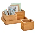 Produktbild: Zeller Schreibtisch-Organizer 4tlg-Set natur Bambus 3 Fächer 28,0 x 17,7 x 11,0 cm