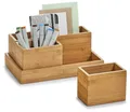 Produktbild: Zeller Schreibtisch-Organizer 4tlg-Set natur Bambus 3 Fächer 28,0 x 17,7 x 11,0 cm