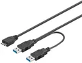 Produktbild: Goobay USB 3.0-Dual-Power-SuperSpeed-Kabel, Schwarz - USB 3.0-Stecker (Typ A), USB 3.0-Stecker (Typ A)  > USB 3.0-Micro-Stecker (Typ B)