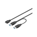 Produktbild: goobay USB 3.0 Y-Kabel 0.3m, Dual Power SuperSpeed Kabel, 2x USB-A auf Micro-B, für externe 2.5 Zoll Festplatten, 5 Gbit/s - 95746