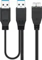 Produktbild: Goobay USB 3.0-Dual-Power-SuperSpeed-Kabel, Schwarz - USB 3.0-Stecker (Typ A), U
