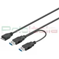 Produktbild: USB Kabel 3.0 A Y 2 Stecker 1 Micro B Doppel Netzteil für PC Daten Festplatte