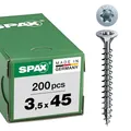 Produktbild: SPAX Universalschraube, 3,5 x 45 mm, 200 Stück, T-STAR plus, Senkkopf, Vollgewinde, 4CUT, WIROX A3J, blank verzinkt, 1191010350453
