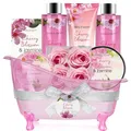 Produktbild: BODY & EARTH Geschenke für Frauen 8 tlg, Kirschblüten und Jasmin Duft, Schaumbad, Duschgel, Badesalz, Bodylotion, SPA Geburtstagsgeschenk für Frauen, Geschenke für Mama, Freundin, Muttertag