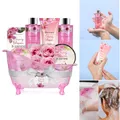 Produktbild: Badeset Frau 8tlg Kirschblüten Jasmin Pflege Badesalz Duschgel