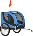 Produktbild: PawHut Hundeanhänger Fahrradanhänger Hundetransporter Hunde Fahrrad Anhänger Blau+Schwarz 130 x 73 x 90 cm