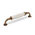 Produktbild: SOTECH Porzellangriff META Möbelgriff Porzellan Weiß-Messing Antik Finish BA 128 mm