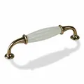 Produktbild: Porzellangriff Möbelgriff BA 128 mm Weiß-Messing Antik Schrank Möbel Küche