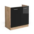 Produktbild: Vicco Spülenunterschrank, Schwarz Hochglanz, Honigeiche, Holzwerkstoff, 1 Fächer, Rechteckig, 80x81.6x46 cm, Küchen, Küchenmöbel, Küchenschränke, Küchenunterschränke
