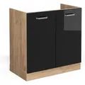 Produktbild: Vicco - Spülenunterschrank R-line, Schwarz Hochglanz, 80 Cm Ohne Arbeitsplatte