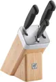 Produktbild: ZWILLING Messerblock selbstschärfend Vier Sterne Bambus 4-tlg Messer Set Neu OVP