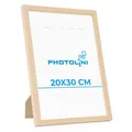 Produktbild: PHOTOLINI Bilderrahmen 20x30 Holz Natur aus MDF Poster-Bilderrahmen 30x20 cm, bruchsicheres Acrylglas, zum Aufhängen & Aufstellen, extra Zubehör - für Fotos & Poster