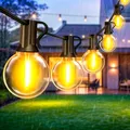 Produktbild: Lichterkette Außen LED Outdoor Strom - 10m Aussen Beleuchtung Balkon Garten Glühbirnen Pavillon Lichterketten Lights Party Terrasse Draußen Birnen Innen Terrassen Aussenlichterkette Gartenbeleuchtung
