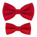 Produktbild: axy Vater-Sohn Partnerlook Fliege Schleife, bereits gebunden, Konfirmation verstellbar in verschiedenen Farben FLIP1 (Rot)
