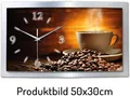 Produktbild: Kreative Feder Wanduhr 3D Designer-Wanduhr „Kaffee“ aus gebürstetem Aluminium (3D-Wölbung, einzigartiges Zwei-Platten-Design, flüsterleises Uhrwerk)