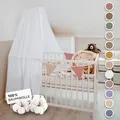 Produktbild: lilimaus Betthimmel Babybett in 12 Farben [inkl. Himmelstange] - Himmel Babybett aus 100% Baumwolle Musselin - Betthimmel Mädchen & Jungen - Himmelbett Vorhänge mit Stange - Kinder Babyzimmer Deko