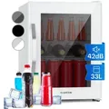 Produktbild: Klarstein - Getränkekühlschrank, Kühlschrank Klein Mit 2 Ablagen, Minikühlschrank Lautlos Für Büro Camping Outdoor, Mini-kühlschrank Mit Glastür, Mini Fridge 0-10°c, Bierkühlschrank 33l, Quart