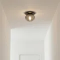 Produktbild: Deckenleuchte Rauchglas Schwarz Glas Metall Ø20 cm E27 Deckenlampe Wohnzimmer
